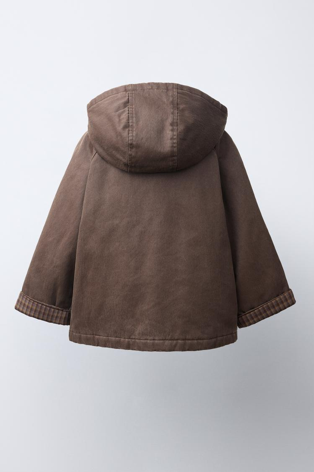 ZARA ВОЩЕНАЯ КУРТКА С КАПЮШОНОМ, КОРИЧНЕВЫЙ