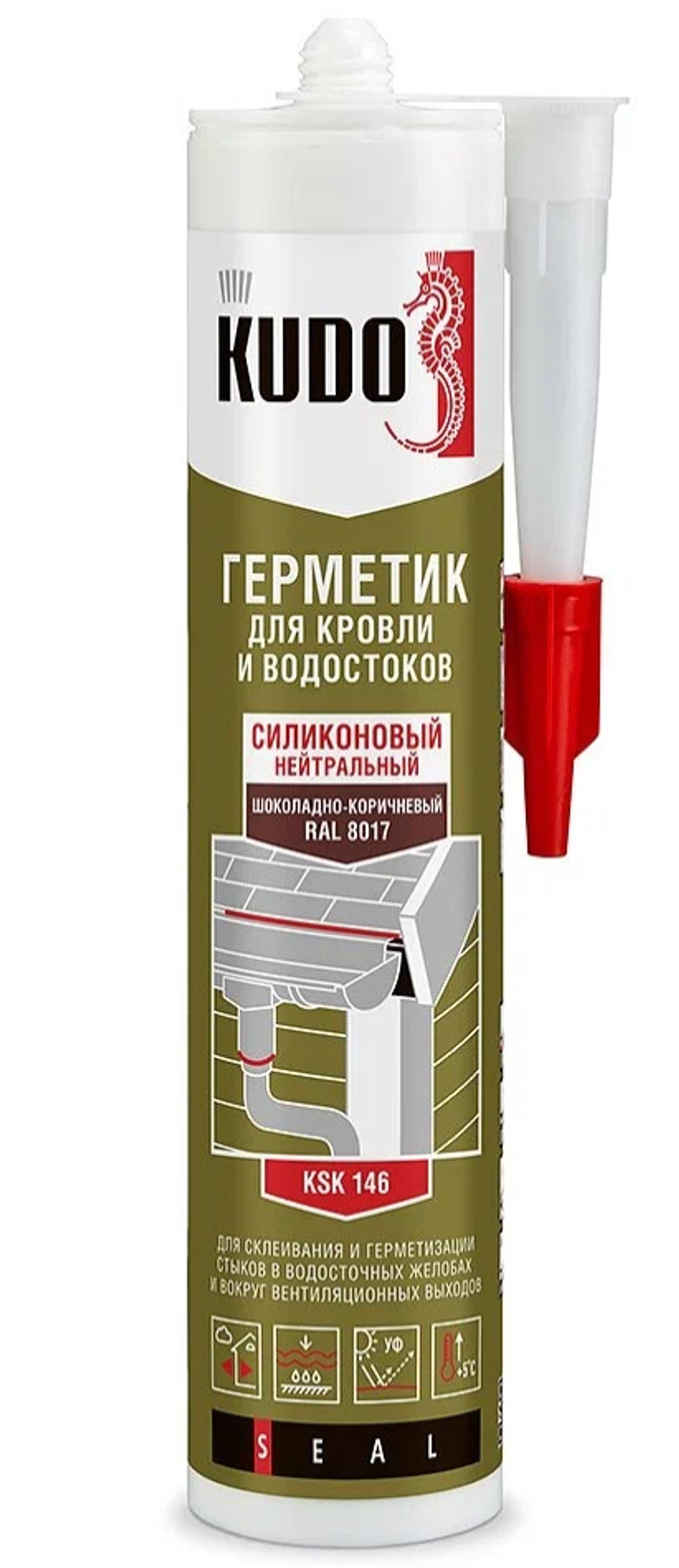 Герметик силиконовый (нейтральный) для кровли и водостоков белый 280мл. KUDO (12шт) KSK-141