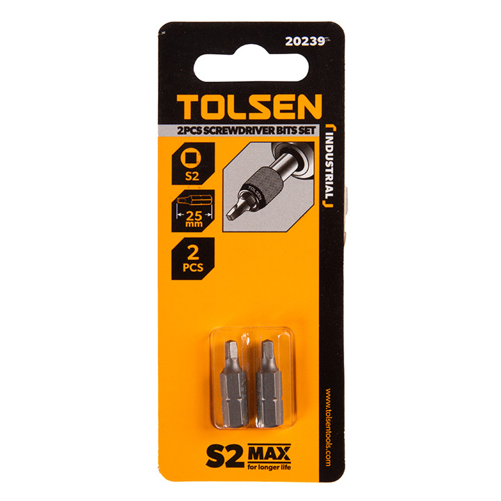 TOLSEN (TT20239) Набор вставок (бит) торцевых 1/4", Square, S2, 25 мм, 2 предмета