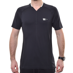 Мужское теннисное поло Wilson Players Seamless Zip Henley 2.0 - черный