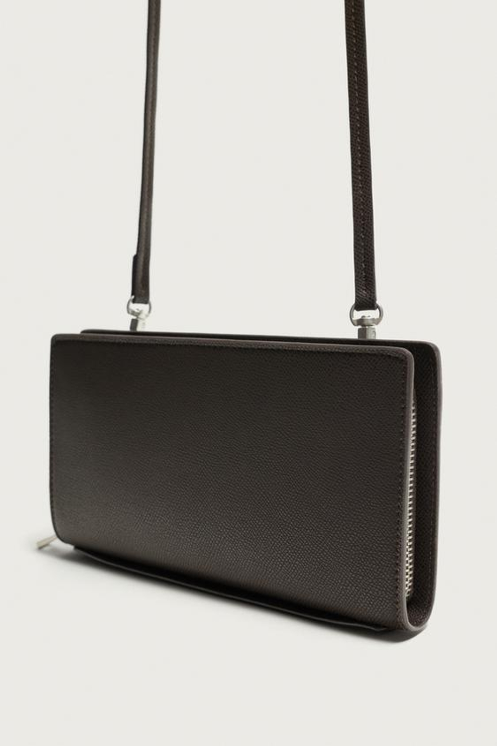 ZARA СУМКА-КОШЕЛЕК С РЕЛЬЕФНОЙ ТЕКСТУРОЙ XL, КОРИЧНЕВЫЙ
