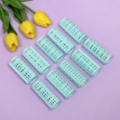 Бигуди пластмассовые с зажимом 10шт, цвет мятный, d=25мм