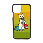 Чехол пластиковый для айфона 12/12 mini "Кот-хипстер"
