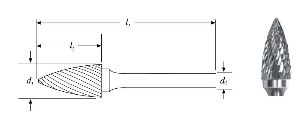 Бор-фреза SG-44ML3  гиперболическая с точечным торцом (тип G) 27878