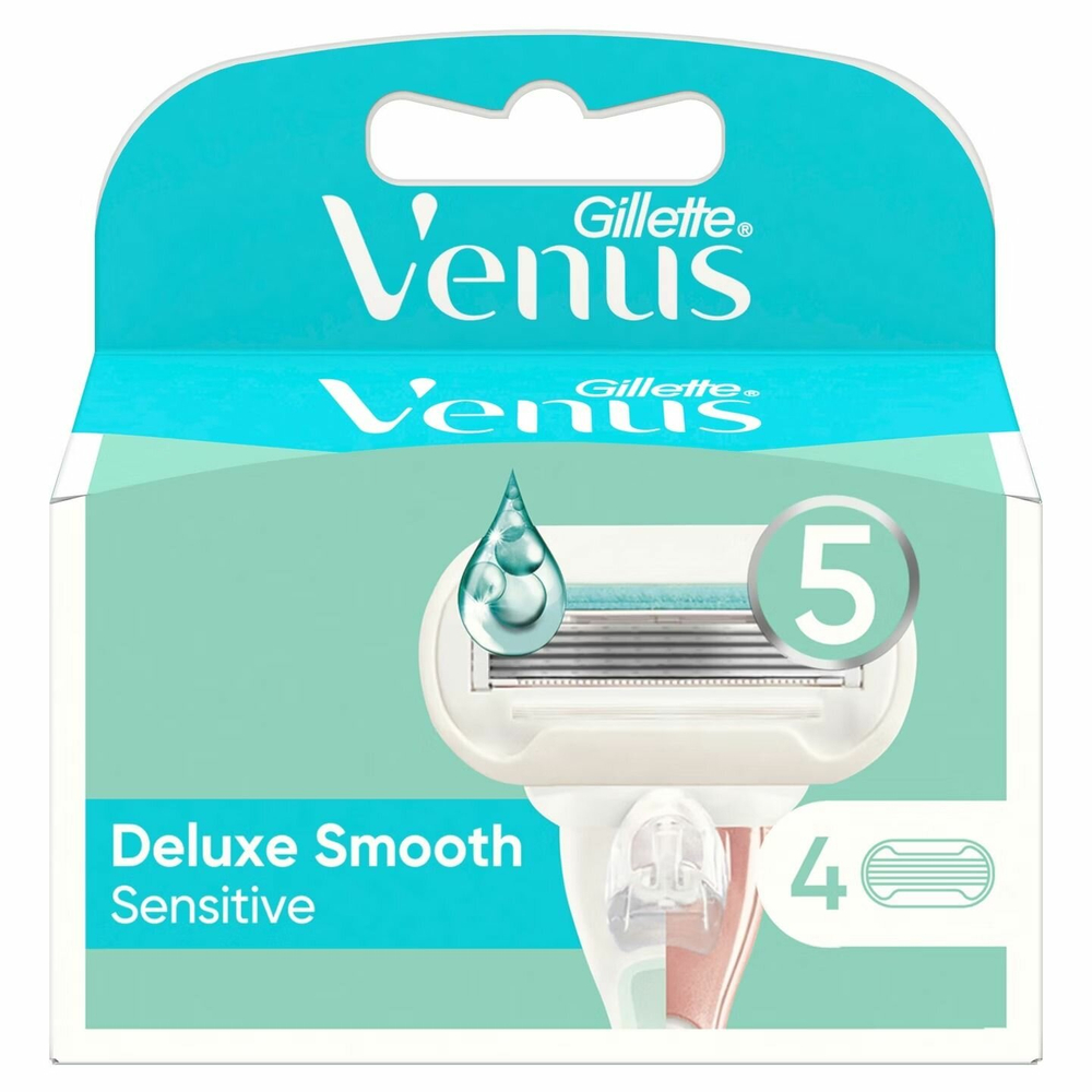 коробка немного подмята - Gillette  сменные лезвия  Venus XtraSmooth Sens 4 шт.  (Из Финляндии)
