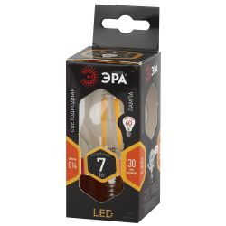 Лампа светодиодная ЭРА F-LED P45-7W-827-E14 7Вт филамент шар теплый белый свет Е14 | Филаментные декоративные