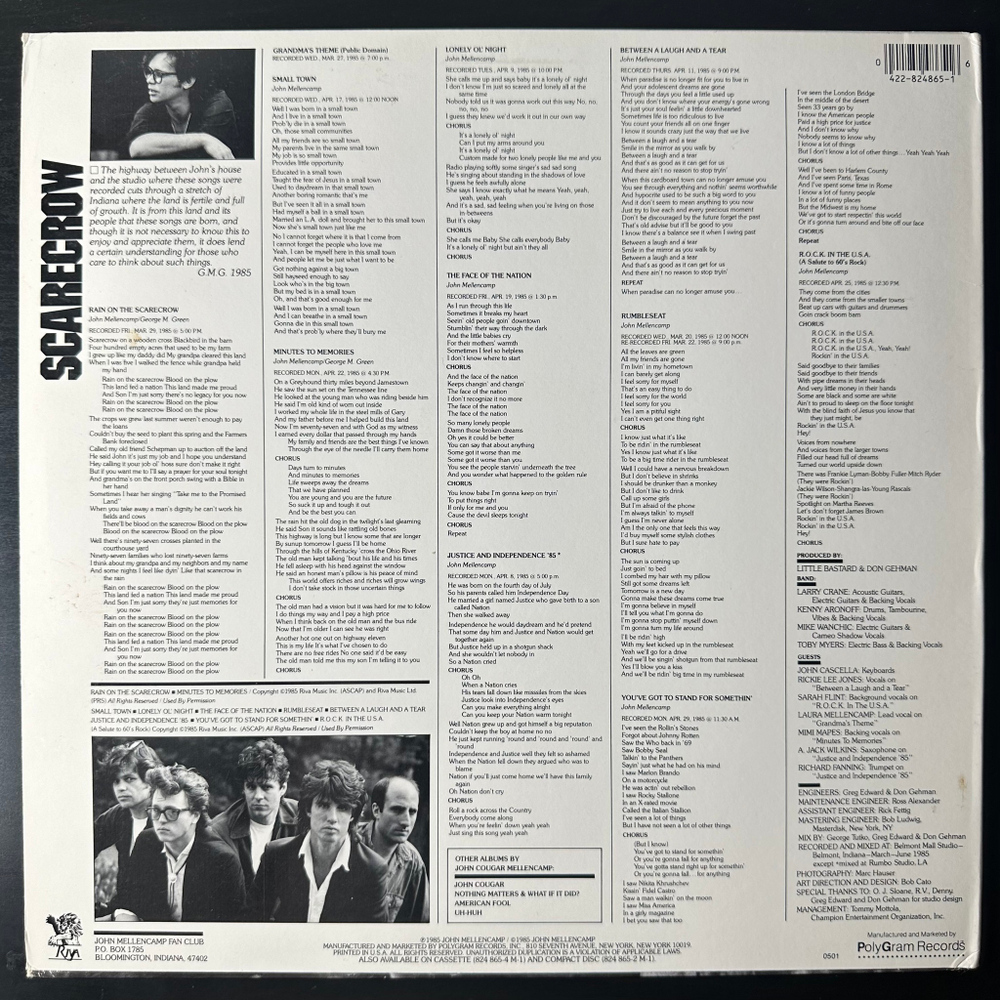 John Cougar Mellencamp ‎– Scarecrow (США 1985г.)