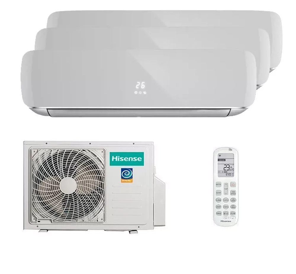 Мульти сплит-система Hisense на 3 комнаты (25+25+25 кв.м.) Silver