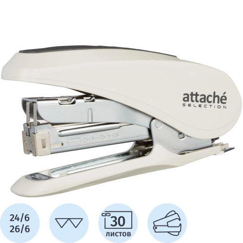 Степлер Attache (Attache Selection) MSW2430 до 30 листов белый (скобы № 24/6, 26/6, с антистеплером, энергосберегающий)