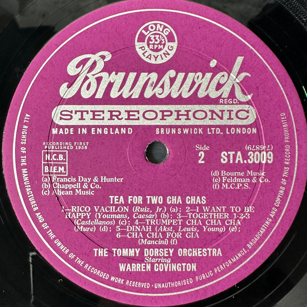The Tommy Dorsey Orchestra Starring Warren Covington ‎– Tea For Two Cha Chas (Англия 1958г.)
