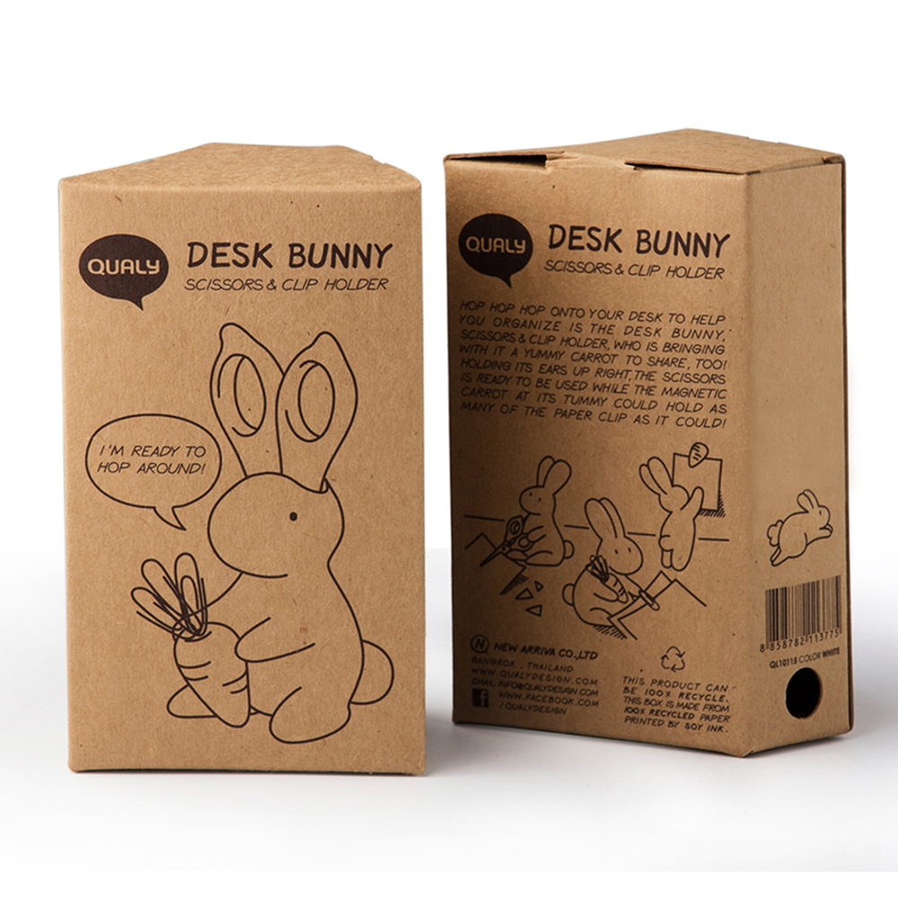 Ножницы+магнит со скрепками Qualy Bunny розовый