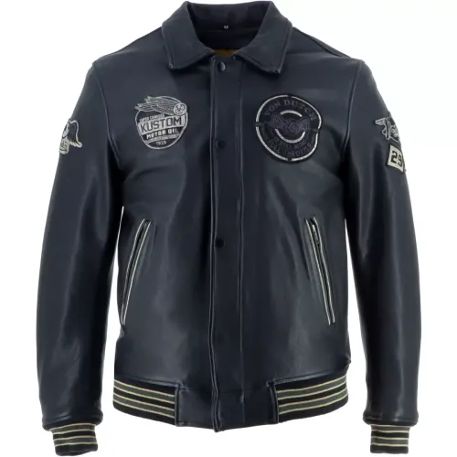 Купить Мотокуртка Кожаная Helstons Von Dutch - Brooklyn Cuir Wash / Черный