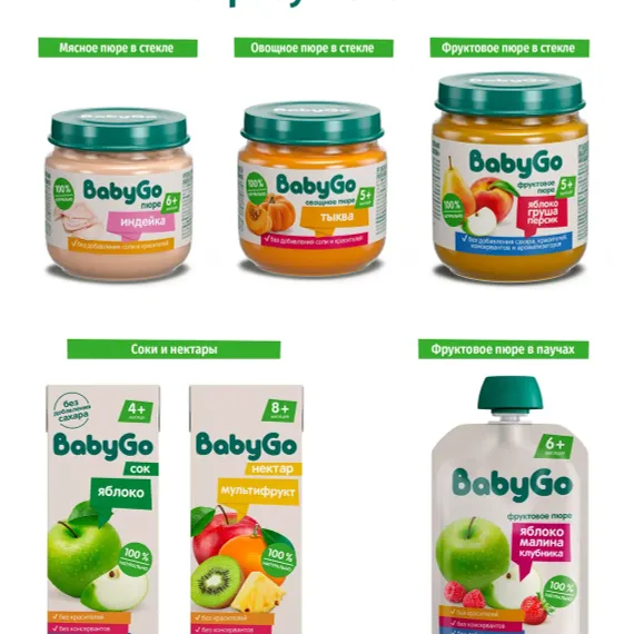 Пюре BabyGo с творогом манго абрикосом и персиком с 6 мес 90 г