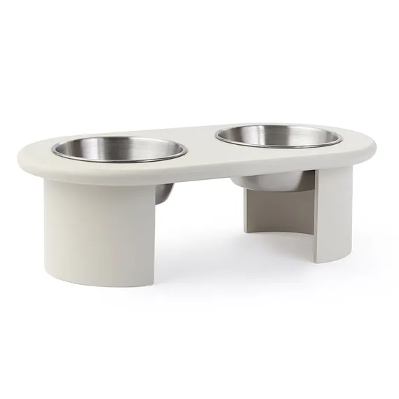 Миска двойная на подставке Плато серо-бежевого цвета из коллекции pets essential