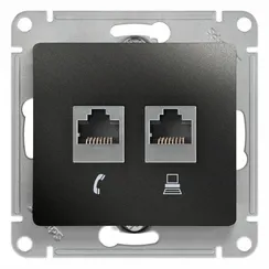 Розетка компьютерная двойная RJ11 + RJ45 Cat 5e Systeme Electric Glossa Антрацит GSL000785