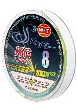Леска плетёная WFT KG SLIGG LAZER SKIN G2 x8 Chartreuse 150 м, 0,06 мм