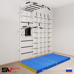 Шведская стенка Sv Sport 54340 (Турник рукоход/Брусья/Трапеция/Мат 2м/Канатный лаз)