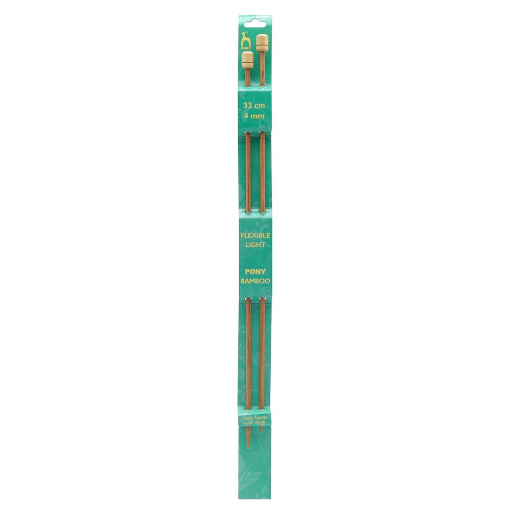 Спицы прямые Pony Bamboo ⌀4.0 мм, 33 см, бамбук, 2 шт, 66809