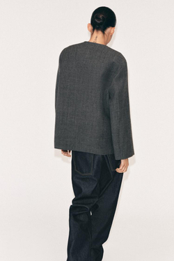 ZARA БЛЕЙЗЕР ИЗ ШЕРСТИ — ZW COLLECTION, СЕРЫЙ