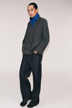 ZARA БЛЕЙЗЕР ИЗ ШЕРСТИ — ZW COLLECTION, СЕРЫЙ