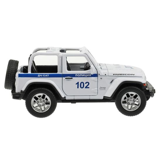 Машина металл JEEP WRANGLER RUBICON ПОЛИЦИЯ 11 см, двери, багаж, инерц, кор. Технопарк
