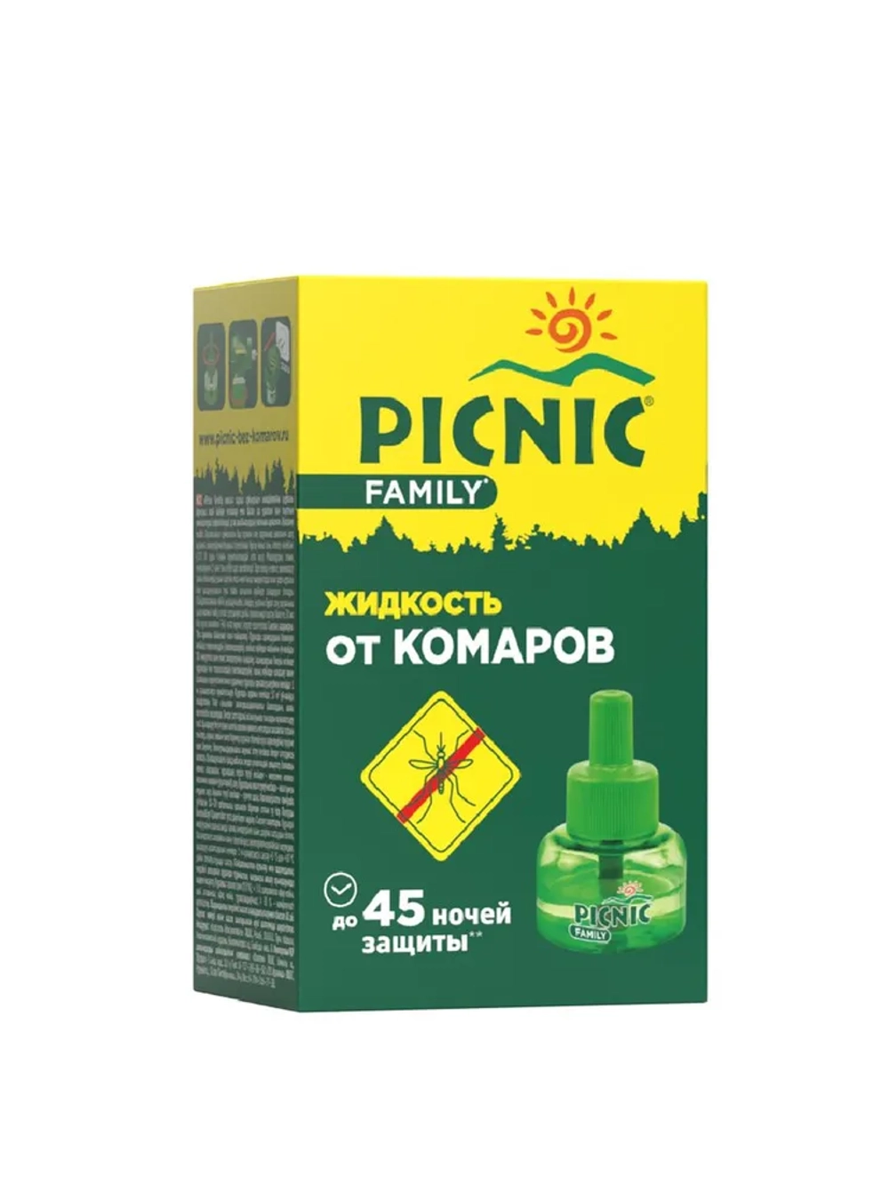 Picnic Family жидкость от комаров 30мл, 45ноч + электрофумигатор Корсарус, блок 6шт.