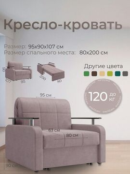 Кресло Денвер 0,8 - Велютто/Velutto  22 коричневый/  коричневая накладка