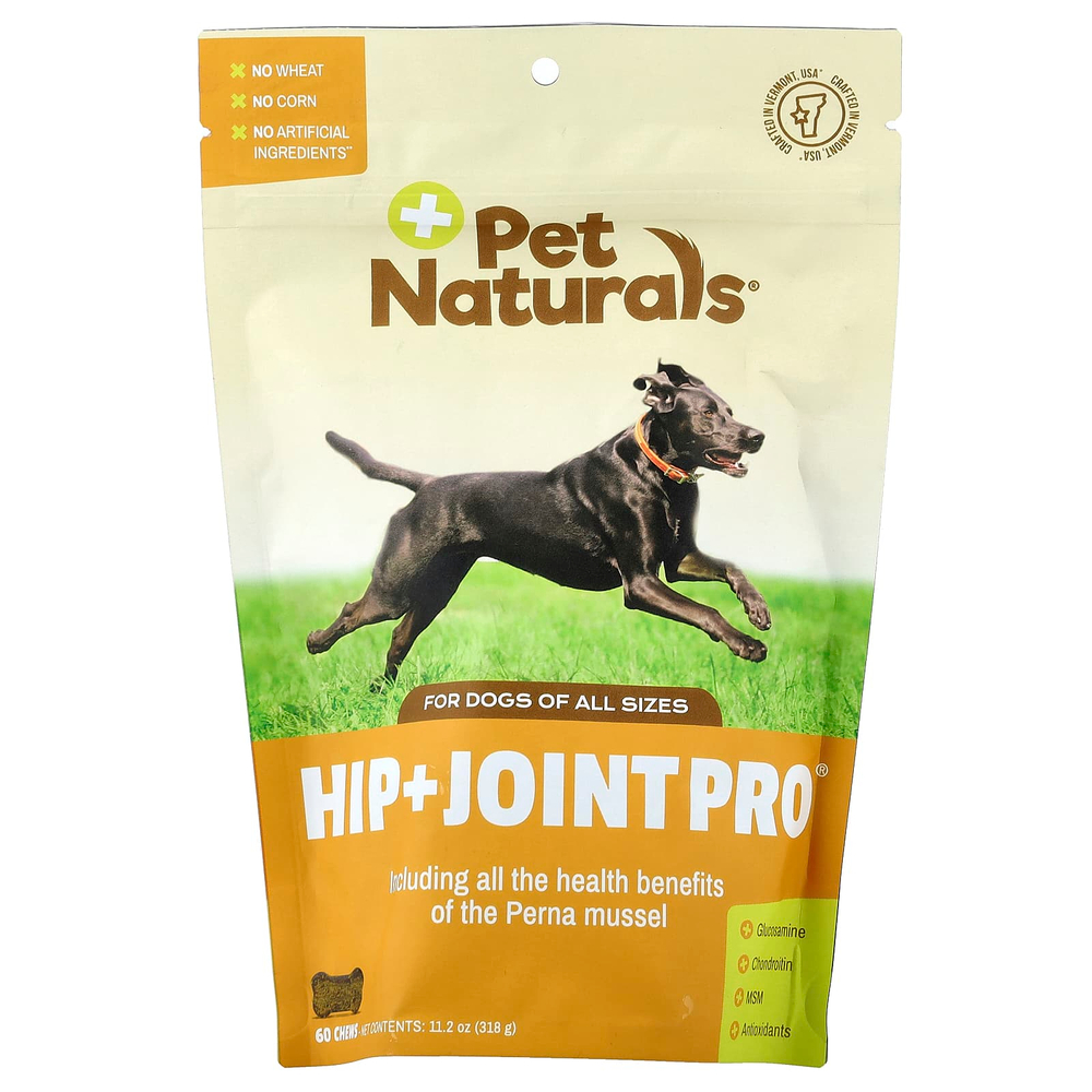 Pet Naturals, Hip + Joint Pro®, для собак всех размеров, 60 жевательных таблеток, 318 г (11,2 унции)