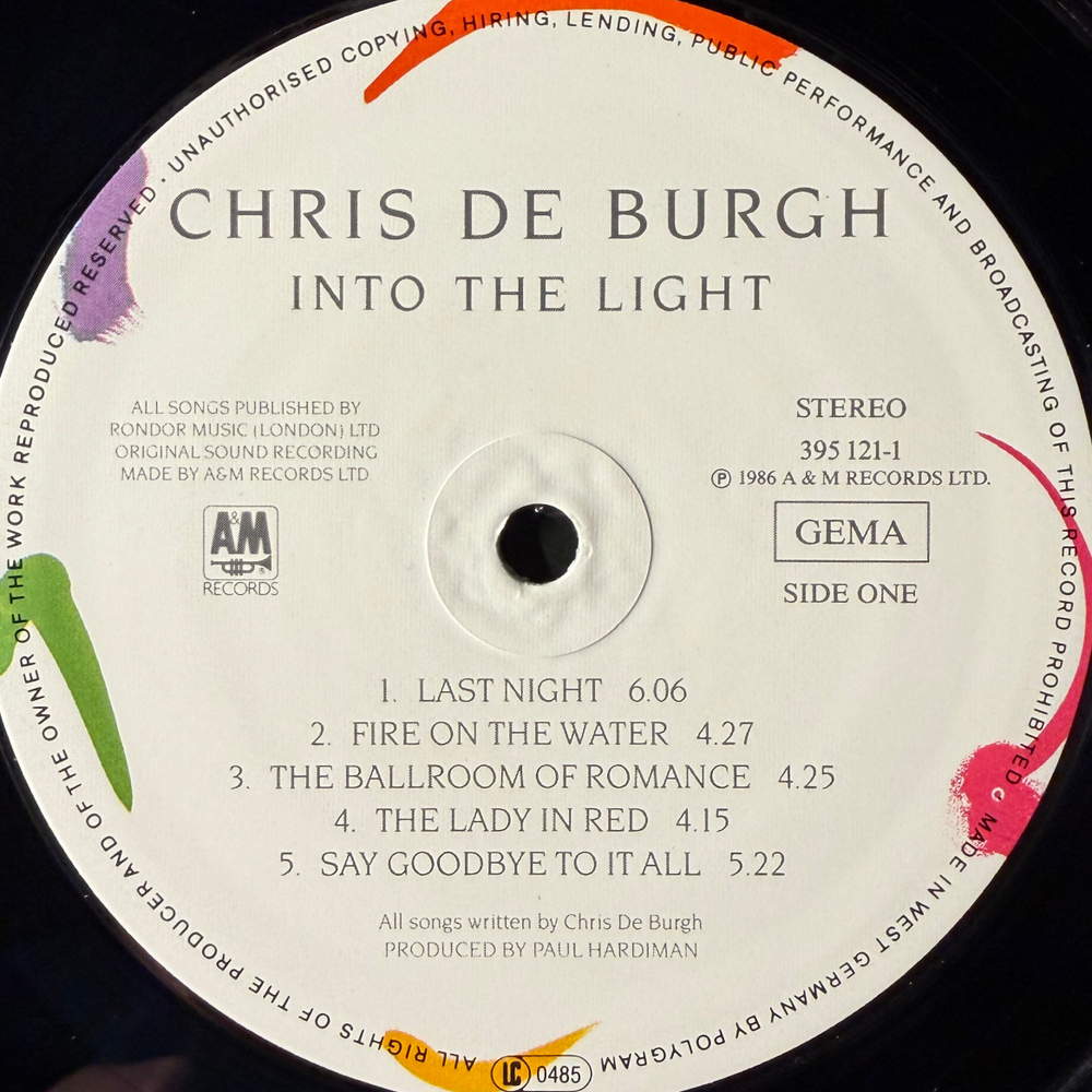 Chris de Burgh – Into The Light (Германия 1986г.)Т