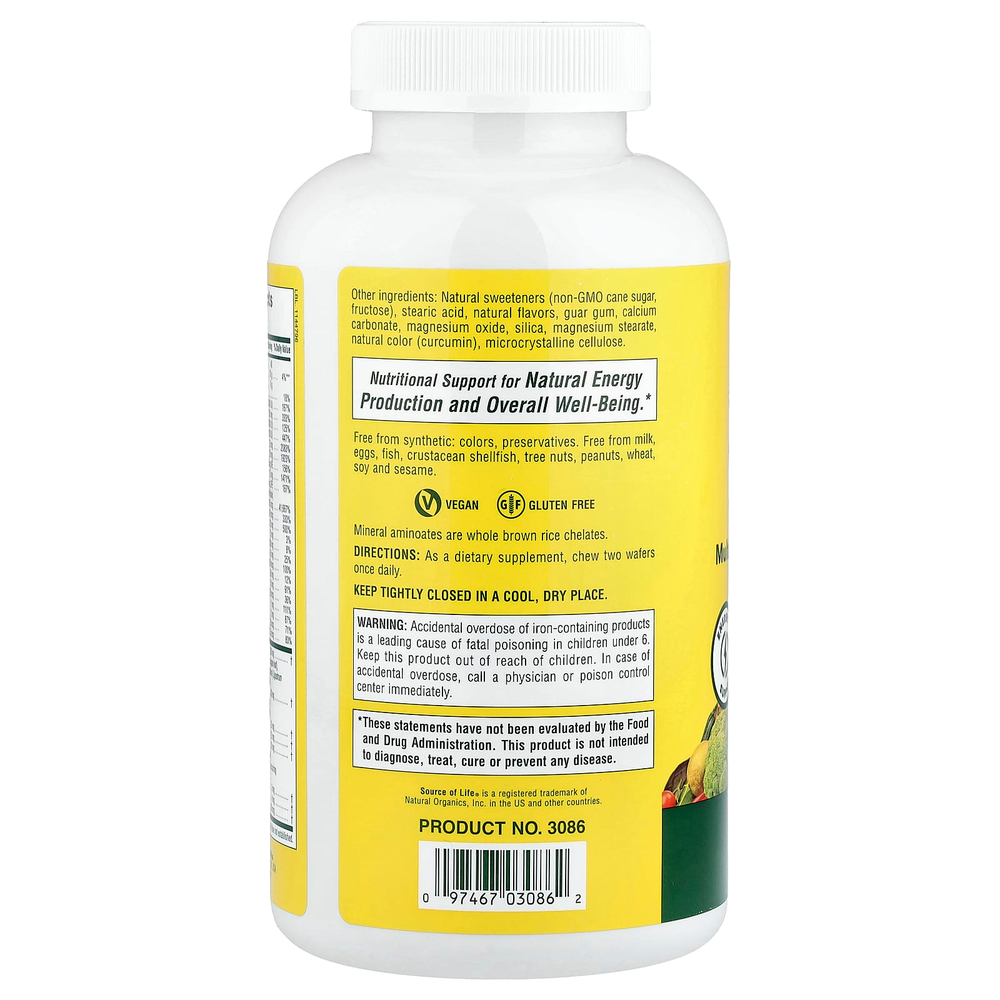 NaturesPlus, Source of Life®, оригинальная жевательная добавка с мультивитаминами и минералами, вкусное яблоко и корица, 90 жевательных таблеток