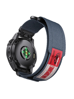 Нейлоновый ремешок 22 мм для Garmin (циферблат 47 мм) QuickFit на липучке (Синий гранит)