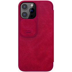 Чехол книжка красного цвета для iPhone 13 Pro Max, от Nillkin серия Qin Pro Leather с защитной шторкой для камеры