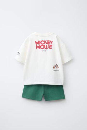 ZARA КОМПЛЕКТ ИЗ ФУТБОЛКИ И БЕРМУД «МИККИ МАУС» © DISNEY, ЗЕЛЕНОВАТО-СИНИЙ