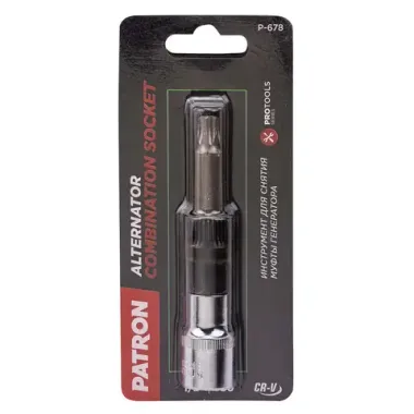 Головки для снятия муфты генератора (головка-бита 1/2''(T50), головка 33зуба) PATRON P-678