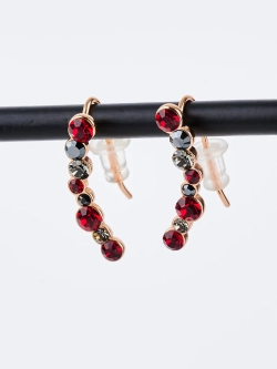 Серьги-клаймберы Млечный путь с красными кристаллами Swarovski