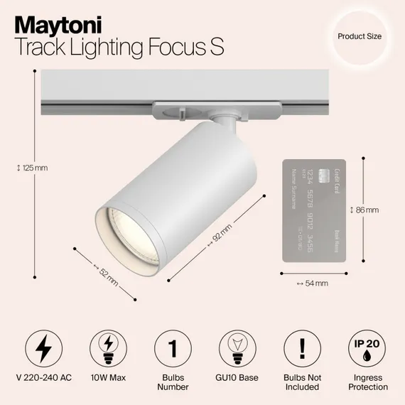 Трековый светильник Focus S TR020-1-GU10-W Maytoni
