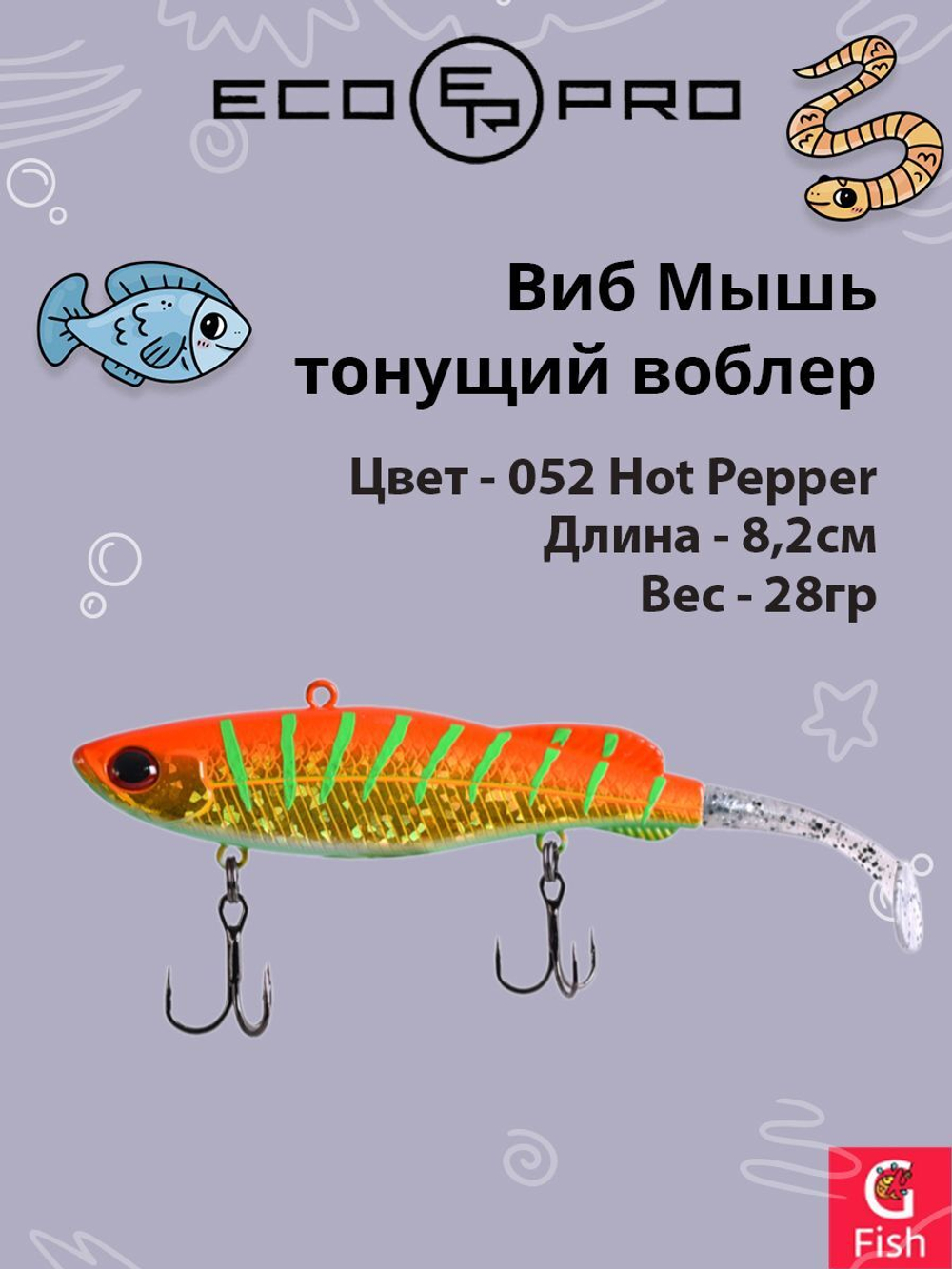 Виб (тонущий воблер) для зимней рыбалки ECOPRO Мышь 82мм 28г 051 Bulbulator Blue