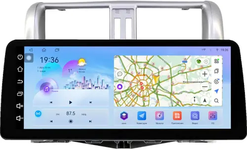 Магнитола для Toyota Land Cruiser Prado 150 2009-2013 (рамка серебро) - FarCar S500-TS18 монитор 12.3" 2K QLED на Android 14, Быстрая, CarPlay, 4G SIM-слот