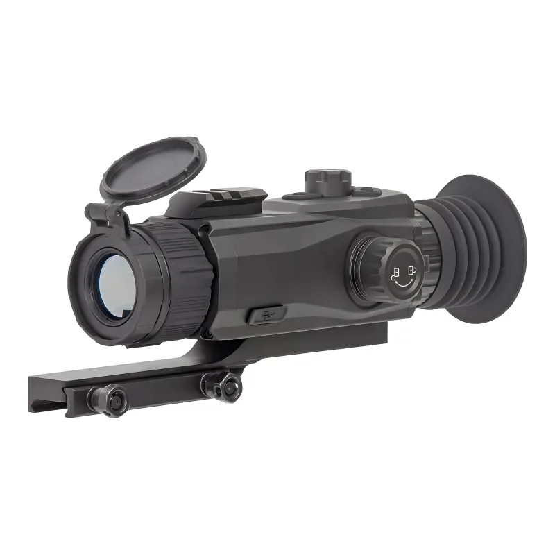 Прицел тепловизионный Gaut Jasper TS 225 256х192 AI 320x240 D25 - вид спереди слева, открытая крышка объектива