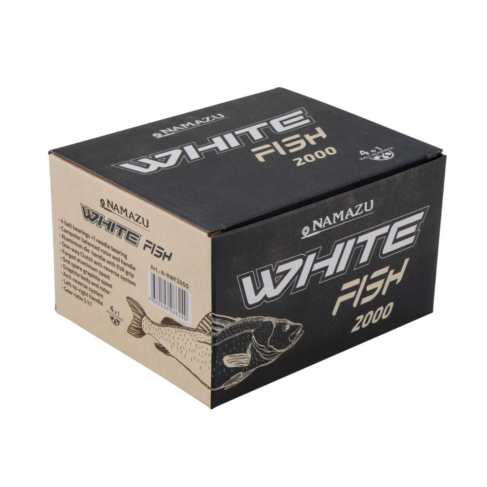 Катушка безынерционная Namazu White Fish WF2000, 4+1 подш., метал. шпуля + запасная графит. шпуля/20