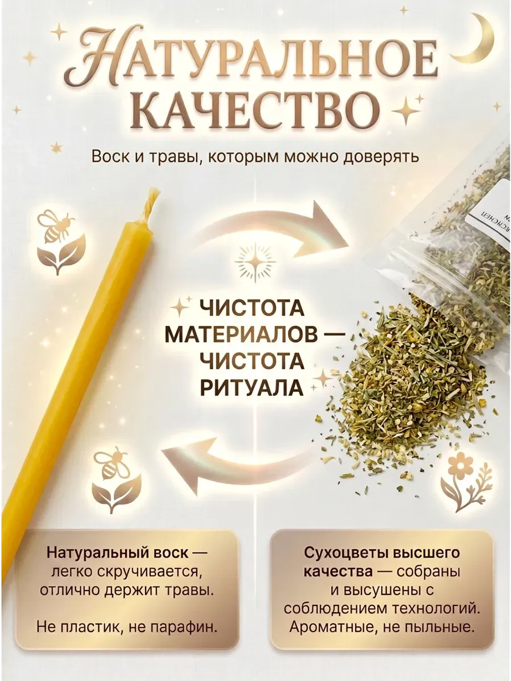 Свечи восковые натуральные желтые, 80 шт