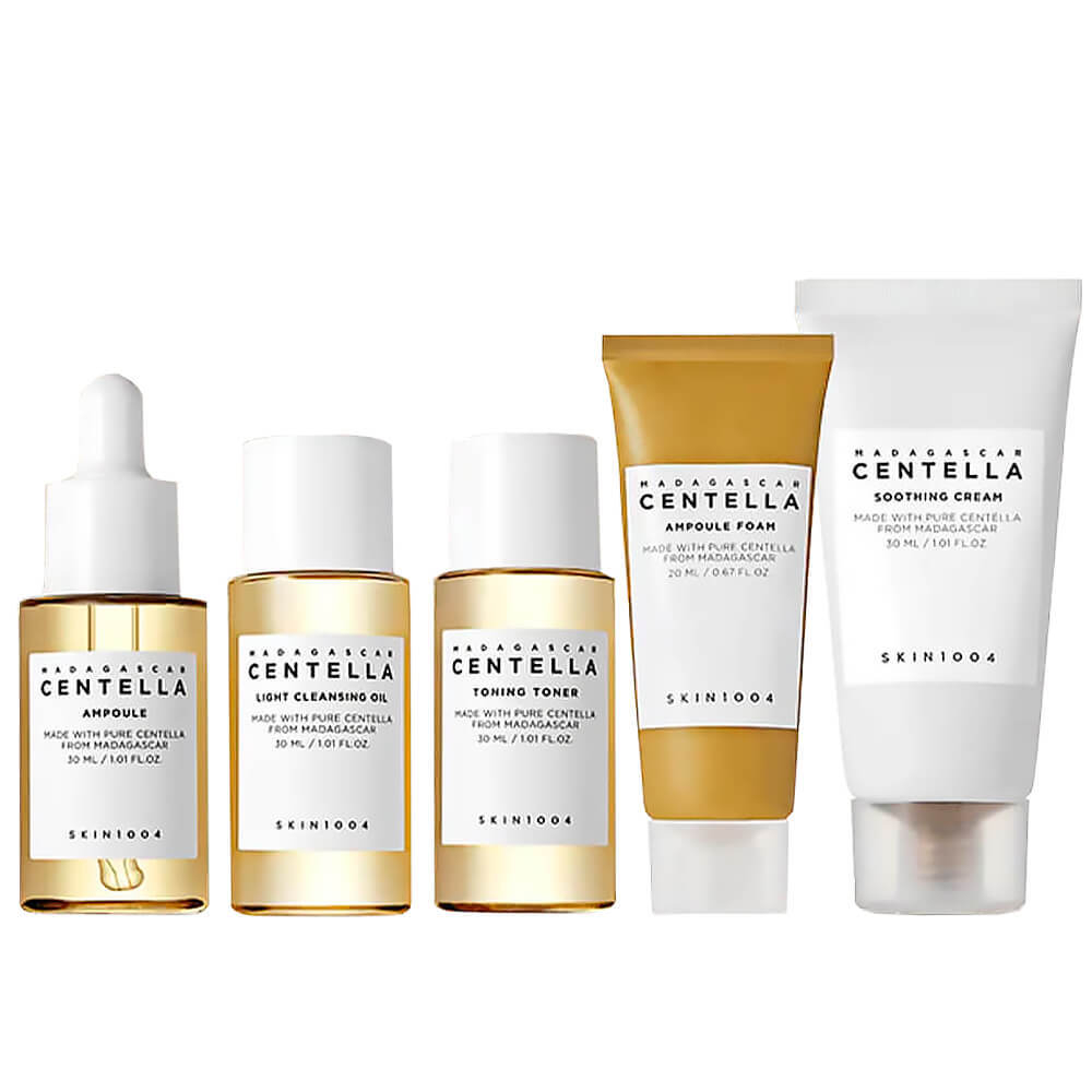 SKIN1004 Набор миниатюр дорожный с центеллой - Madagascar centella travel kit, 5 предметов