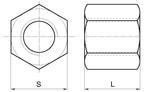 Трапецеидальная шестигранная гайка 20x4 HEX C45 (сталь) - чертеж
