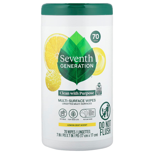Seventh Generation, Салфетки с разными поверхностями, лимонная цедра, 70 салфеток