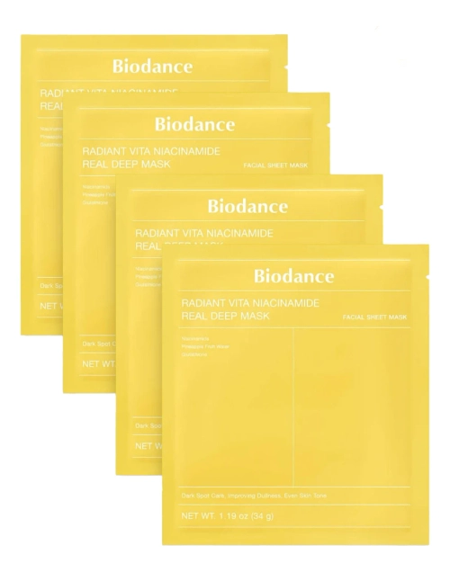 Biodance Гидрогелевая маска для лица с ниацинамидом для сияния кожи-Radiant Vita Niacinamide Real Deep Mask , 34г*4