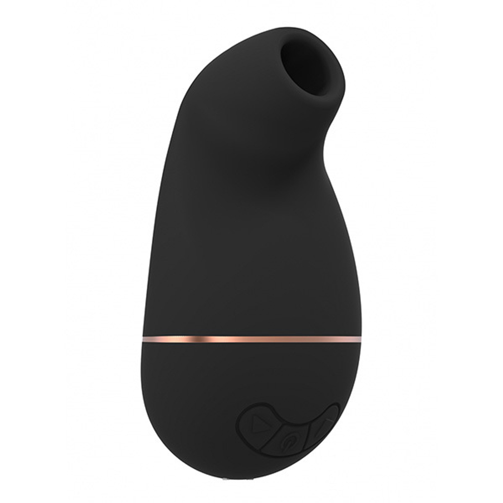 Черный вакуум-волновой клиторальный стимулятор Irresistible Kissable Black IRR002BLK