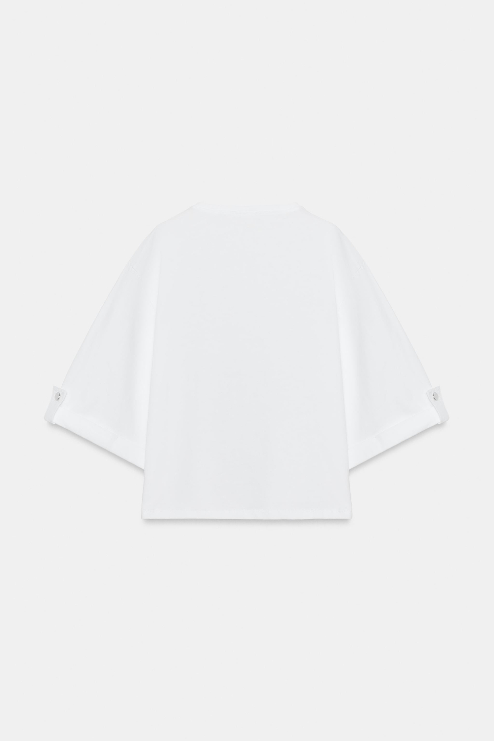 ZARA АСИММЕТРИЧНАЯ ФУТБОЛКА С ПУГОВИЦЕЙ, БЕЛЫЙ
