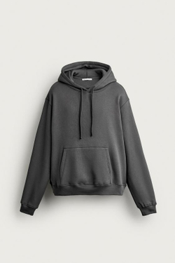 ZARA БАЗОВОЕ ХУДИ СВОБОДНОГО КРОЯ, ТЕМНЫЙ АНТРАЦИТ