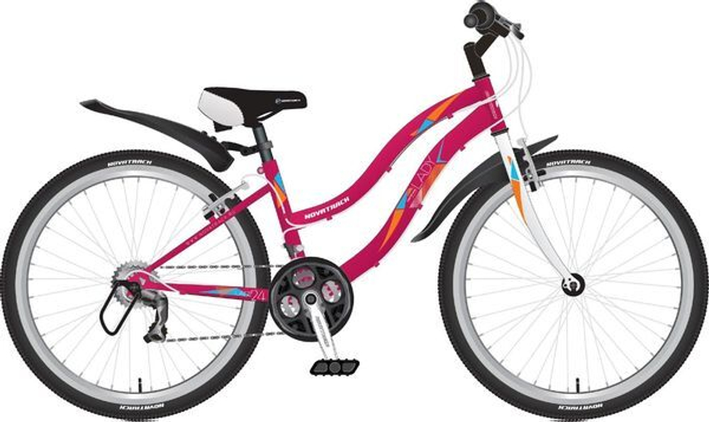 Велосипед NOVATRACK 24", Lady, красный, рама сталь, Shimano 18 speed, TY21/TZ30/RS35/SG-6SI