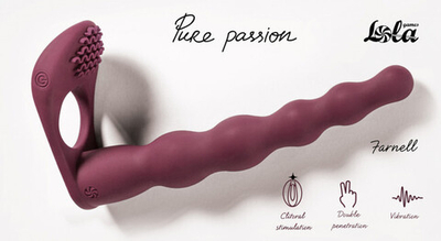 Вибронасадка для двойного проникновения Pure Passion Farnell Wine Red (Цвет: бордовый)